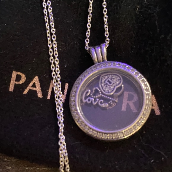 Pandora Silver Round mini charm locket Pendant Necklace - Picture 2 of 4